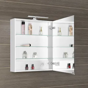 SAPHO - MIRRÓ galérka s LED osvetlením, 60x70x16cm, ľavá/pravá, biela MC060-0030