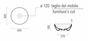 GSI - PURA keramické umývadlo na dosku, průměr 42cm, biela lesk ExtraGlaze 885111