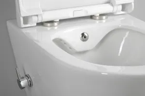 SAPHO - AVVA CLEANWASH závesná WC misa, Rimless, integrovaná batéria a bidetová sprška 35,5x53cm, biela 100315
