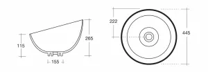 DOME OBLIQUO keramické umývadlo 44,5x26,5 (11,5) x44,5 cm, na dosku, bez prepadu WH031