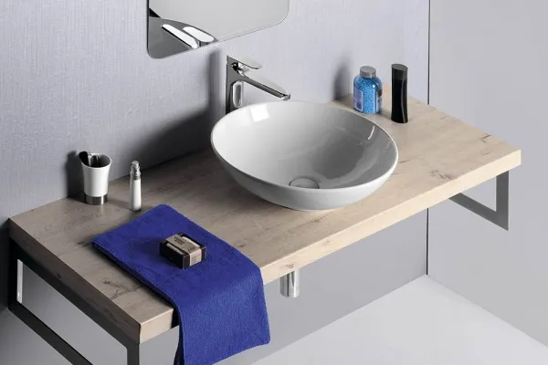 DIMP keramické umývadlo, priemer 46 cm, na dosku, bez prepadu WH060