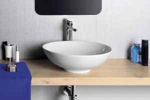 DIMP keramické umývadlo, priemer 46 cm, na dosku, bez prepadu WH060