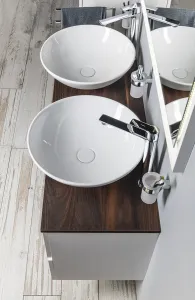 DIMP keramické umývadlo, priemer 46 cm, na dosku, bez prepadu WH060