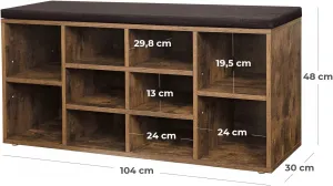 SONGMICS Stojan na topánky so sedadlom VASAGLE Vincent hnedý/čierny