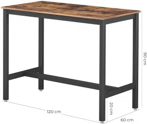 VASAGLE Barový jedálenský stôl industriálny hnedý 120 x 60 cm