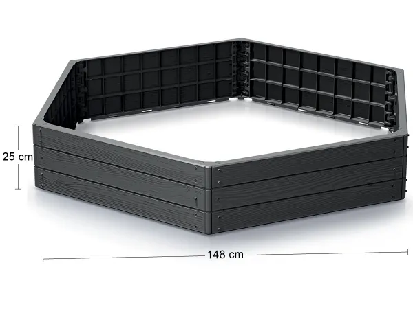 Prosperplast Vyvýšený záhon BASE WOODY 148 cm antracit