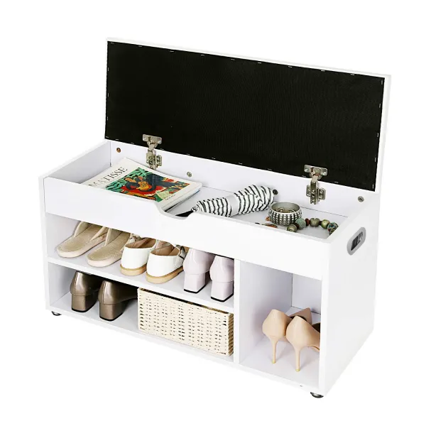 SONGMICS Botník so sedadlom a úložným priestorom biely 80x44 cm