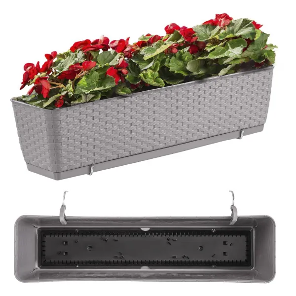 Prosperplast Truhlík s háčikmi TEZIR mocca, varianta 59 cm