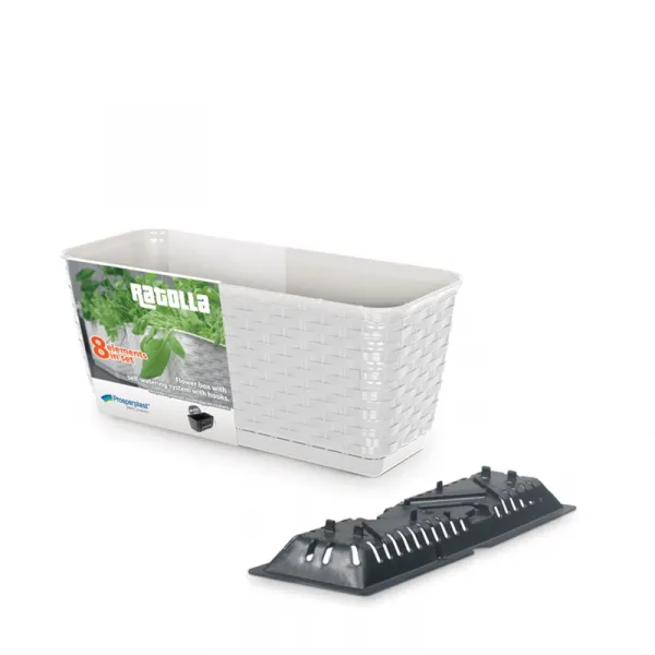 Prosperplast Truhlík s háčikmi TEZIR biely, varianta 38,6 cm