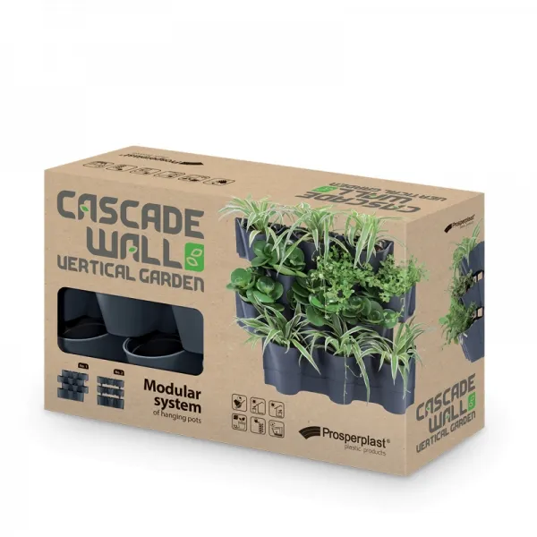 Prosperplast Závesné kvetináče CASCADE WALL antracit