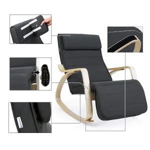 SONGMICS Hojdacie kreslo polstrované šedé