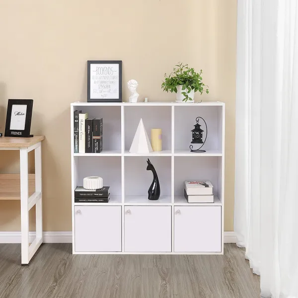 SONGMICS Knižnica s dvierkami LBC33WT, biela