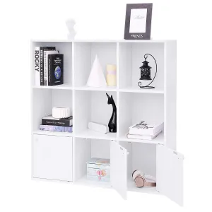SONGMICS Knižnica s dvierkami LBC33WT, biela