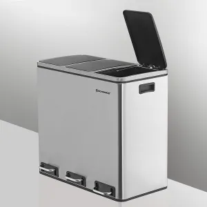 SONGMICS Odpadkový kôš 3x18 L (54 L) strieborný