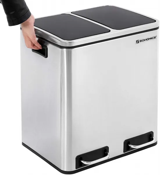 SONGMICS Odpadkový kôš Rubax 2 x 15 L strieborno-čierny