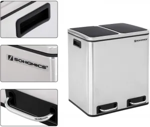 SONGMICS Odpadkový kôš Rubax 2 x 15 L strieborno-čierny