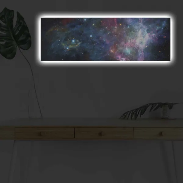 Wallity Obraz s LED osvetlením NOČNÁ GALAXIA 30 x 90 cm