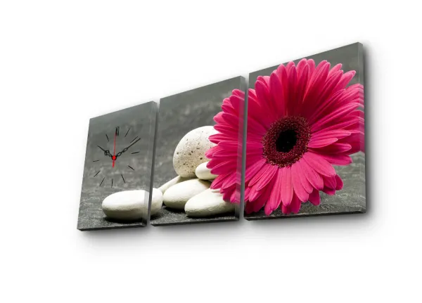 Hanah Home Obrazové nástenné hodiny Gerbera 96x40 cm viacfarebné