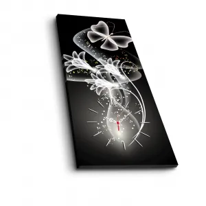 Hanah Home Obrazové nástenné hodiny Motýľ 30x70 cm viacfarebné