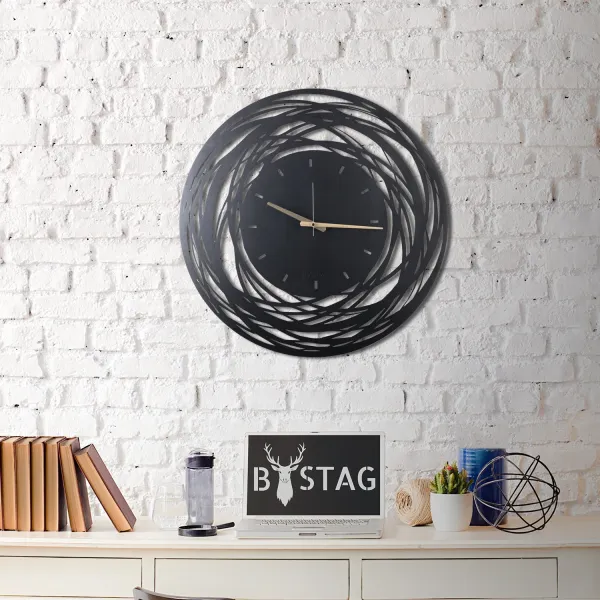 Hanah Home Nástenné hodiny Lines 70 cm čierne