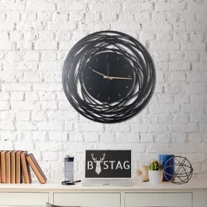 Hanah Home Nástenné hodiny Lines 70 cm čierne