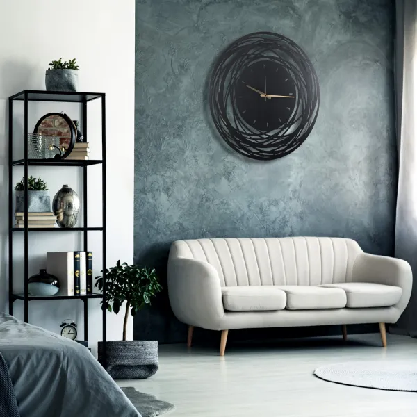 Hanah Home Nástenné hodiny Lines 50 cm čierne