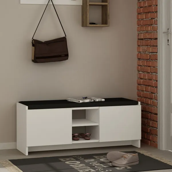 Hanah Home Botník na topánky so sedadlom Zulla biely