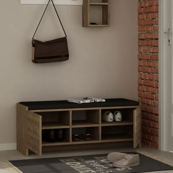 Hanah Home Botník se sedákom Zulla tmavý dub