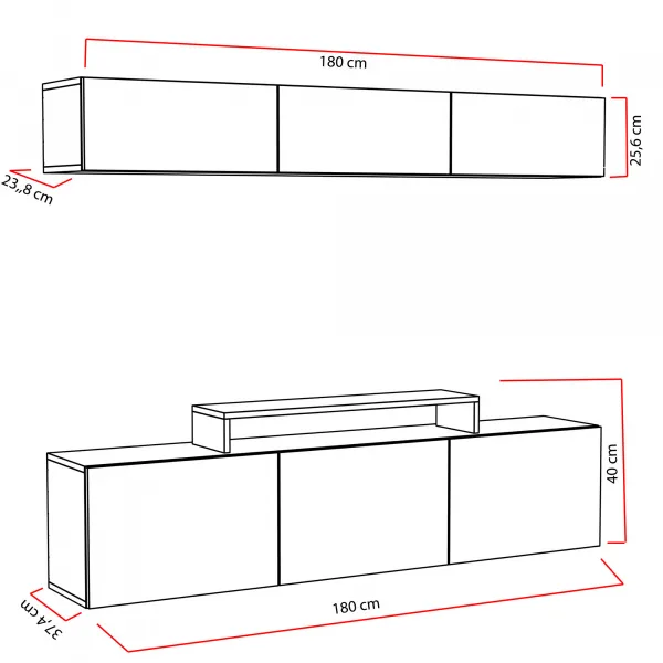 Kalune Design Obývací stěna LINIE 180 cm bílá