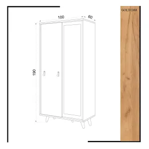 Hanah Home Šatní skříň Pagina III 100 cm dub přírodní/bílá