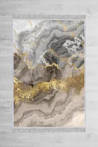 Conceptum Hypnose Koberec Marble 80x200 cm šedý/zlatý