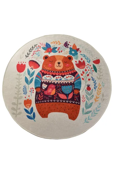 Conceptum Hypnose Detský okrúhly koberec Sweet Bear 140 cm viacfarebný