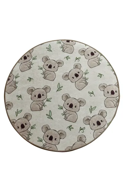 Conceptum Hypnose Detský kulatý koberec Koala 100 cm sivý