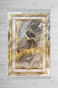 Conceptum Hypnose Koberec Marble Frame 80x200 cm sivý/zlatý