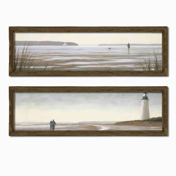 Wallity Súprava obrazov Lighthouse 2 ks 19x70 cm hnedá