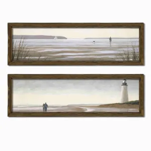 Wallity Súprava obrazov Lighthouse 2 ks 19x70 cm hnedá