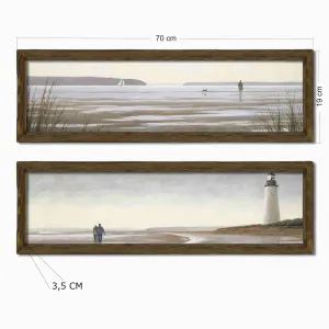 Wallity Súprava obrazov Lighthouse 2 ks 19x70 cm hnedá