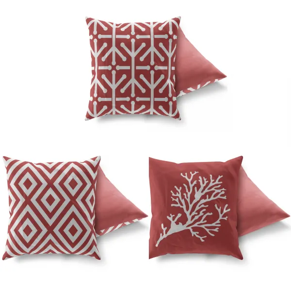 Hanah Home Sada vzorovaných polštářů VAPO 3 ks 43x43 cm červené/bílé