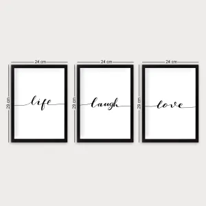 Hanah Home Sasa obrazov Life Laugh Love 3 ks 24x29 cm
