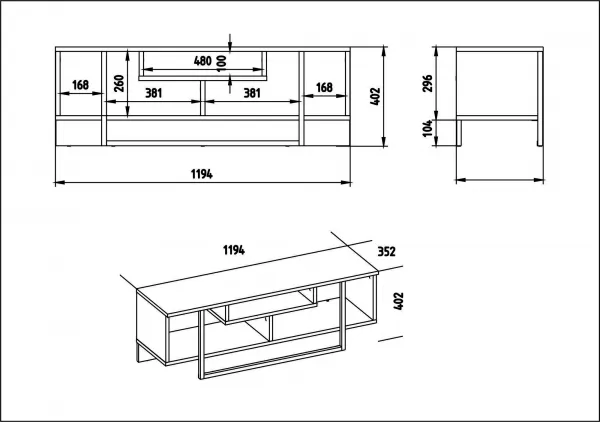 Kalune Design TV stolek ASAL 120 cm dub/černý
