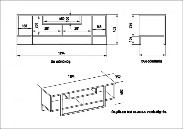 Kalune Design TV stolek ASAL 120 cm dub/bílý/černý