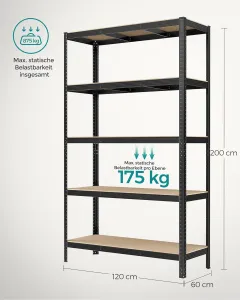 SONGMICS Policový regál Collin 200 cm čierny