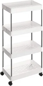 SONGMICS Pojazdný vozík 4 police biely 22 x 86 x 40 cm