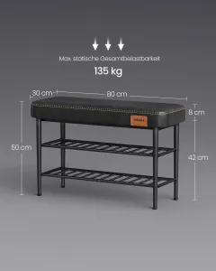 VASAGLE Regál na topánky EKHO s polstrovanou lavicou kovový sivý