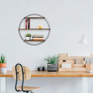 Kalune Design Nástenná polica Tulipa 60 cm čierna/orech