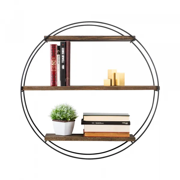 Kalune Design Nástenná polica Tulipa 60 cm čierna/orech