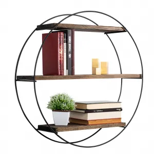 Kalune Design Nástenná polica Tulipa 60 cm čierna/orech