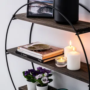Kalune Design Nástenná polica Tulipa 60 cm čierna/orech