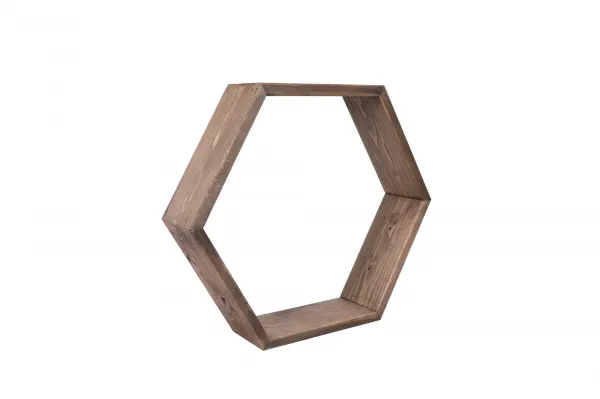 Kalune Design Sada 3 nástěnných polic HEX ořech