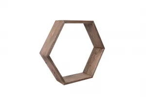 Kalune Design Sada 3 nástěnných polic HEX ořech